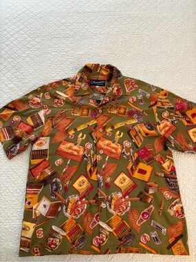 Y2K Five Crown Hawaiian cigar print shirt. Size large.